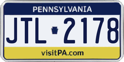 PA license plate JTL2178