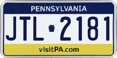 PA license plate JTL2181