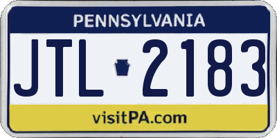 PA license plate JTL2183