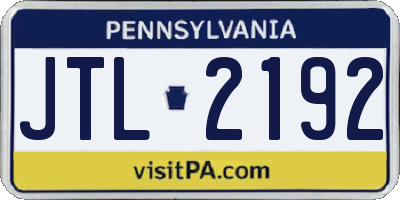 PA license plate JTL2192