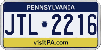 PA license plate JTL2216