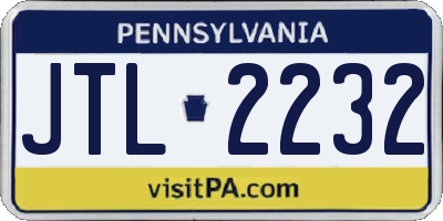 PA license plate JTL2232