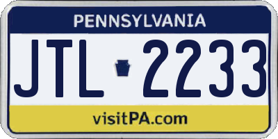 PA license plate JTL2233