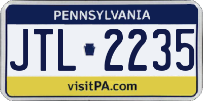 PA license plate JTL2235