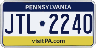 PA license plate JTL2240