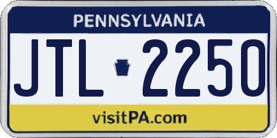 PA license plate JTL2250