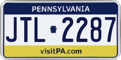 PA license plate JTL2287