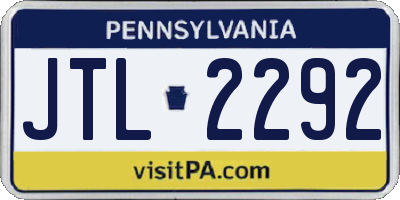 PA license plate JTL2292