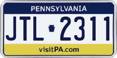 PA license plate JTL2311