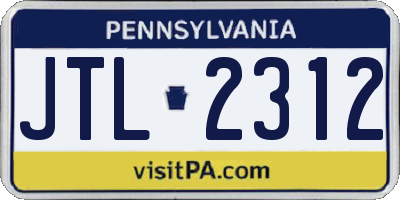 PA license plate JTL2312