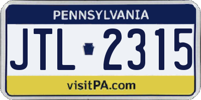 PA license plate JTL2315