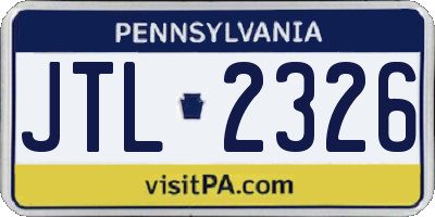 PA license plate JTL2326