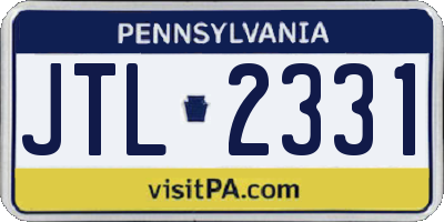PA license plate JTL2331