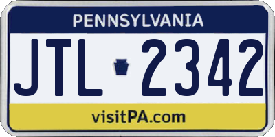 PA license plate JTL2342