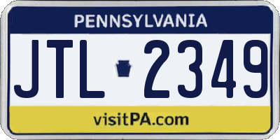 PA license plate JTL2349