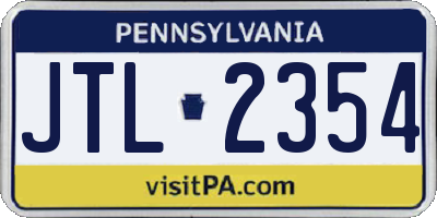 PA license plate JTL2354