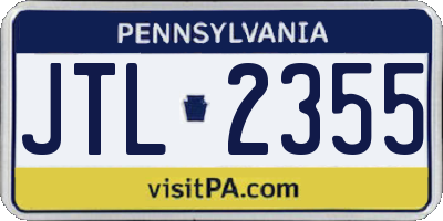 PA license plate JTL2355