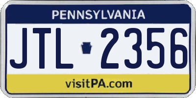PA license plate JTL2356
