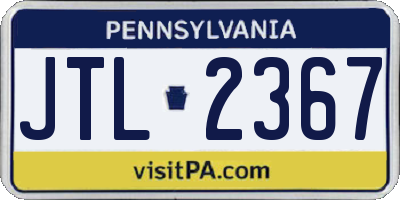 PA license plate JTL2367