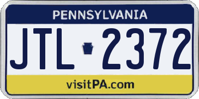 PA license plate JTL2372