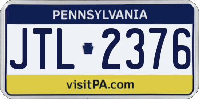 PA license plate JTL2376