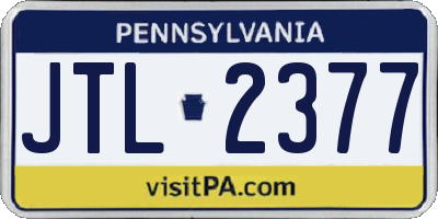 PA license plate JTL2377