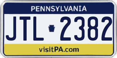 PA license plate JTL2382