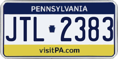 PA license plate JTL2383