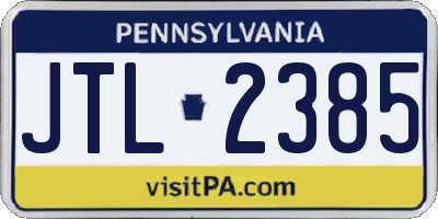 PA license plate JTL2385
