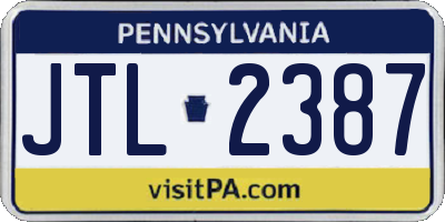 PA license plate JTL2387