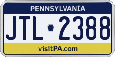 PA license plate JTL2388