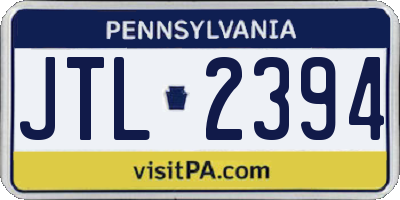 PA license plate JTL2394