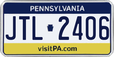 PA license plate JTL2406