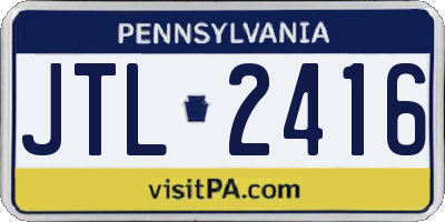 PA license plate JTL2416