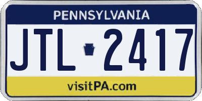 PA license plate JTL2417