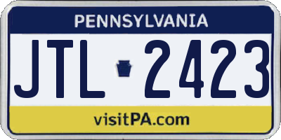 PA license plate JTL2423