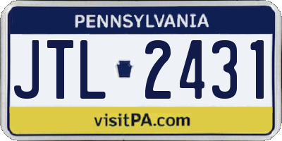 PA license plate JTL2431