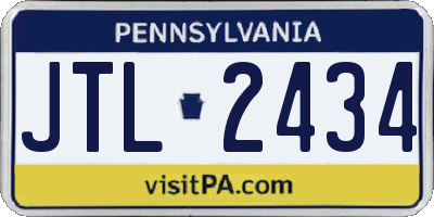 PA license plate JTL2434