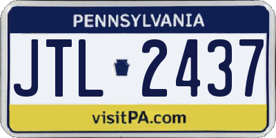 PA license plate JTL2437