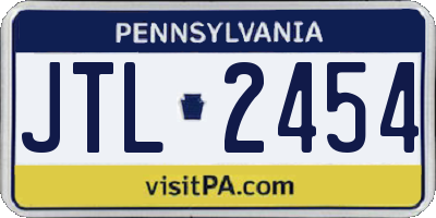 PA license plate JTL2454
