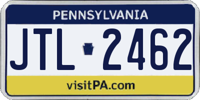 PA license plate JTL2462