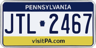 PA license plate JTL2467