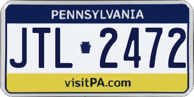 PA license plate JTL2472