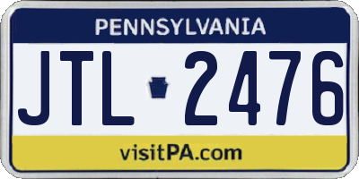 PA license plate JTL2476