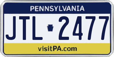 PA license plate JTL2477