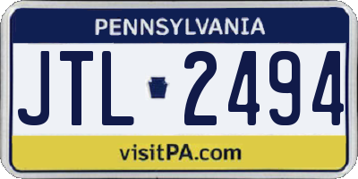 PA license plate JTL2494