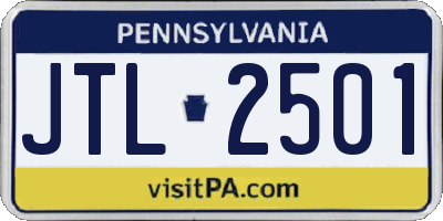 PA license plate JTL2501