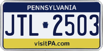 PA license plate JTL2503