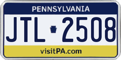 PA license plate JTL2508