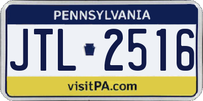PA license plate JTL2516